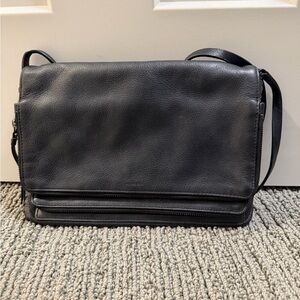 All Saints Black Leather Crossbody Purse